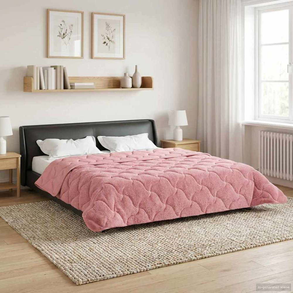 Produktbild för Full Års-Duvet Rosa 200 x 240 cm Mikrofiber och Teddyfleece