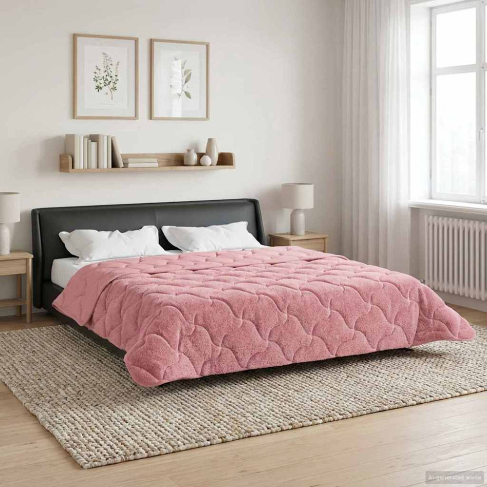 Produktbild för Full Års-Duvet Rosa 240 x 260 cm Mikrofiber och Teddyfleece