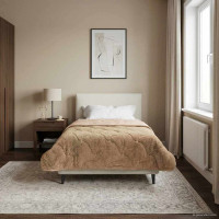 Produktbild för Full Års-Duvet Taupe 135 x 200 cm Mikrofiber och Teddyfleece