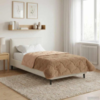 Produktbild för Full Års-Duvet Taupe 155 x 200 cm Mikrofiber och Teddyfleece