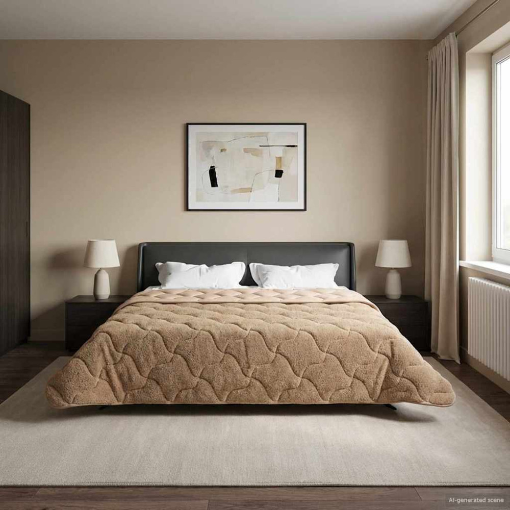 Produktbild för Full Års-Duvet Taupe 200 x 200 cm Mikrofiber och Teddyfleece