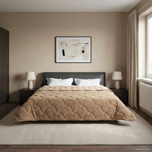 vidaXL Full Års-Duvet Taupe 200 x 200 cm Mikrofiber och Teddyfleece