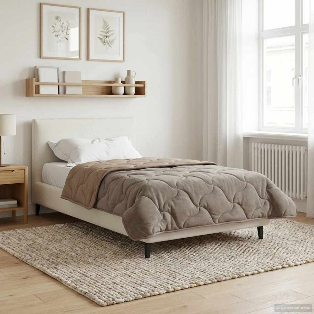 Produktbild för Full Års-Duvet Taupe 135 x 220 cm Mikrofiber och Teddyfleece