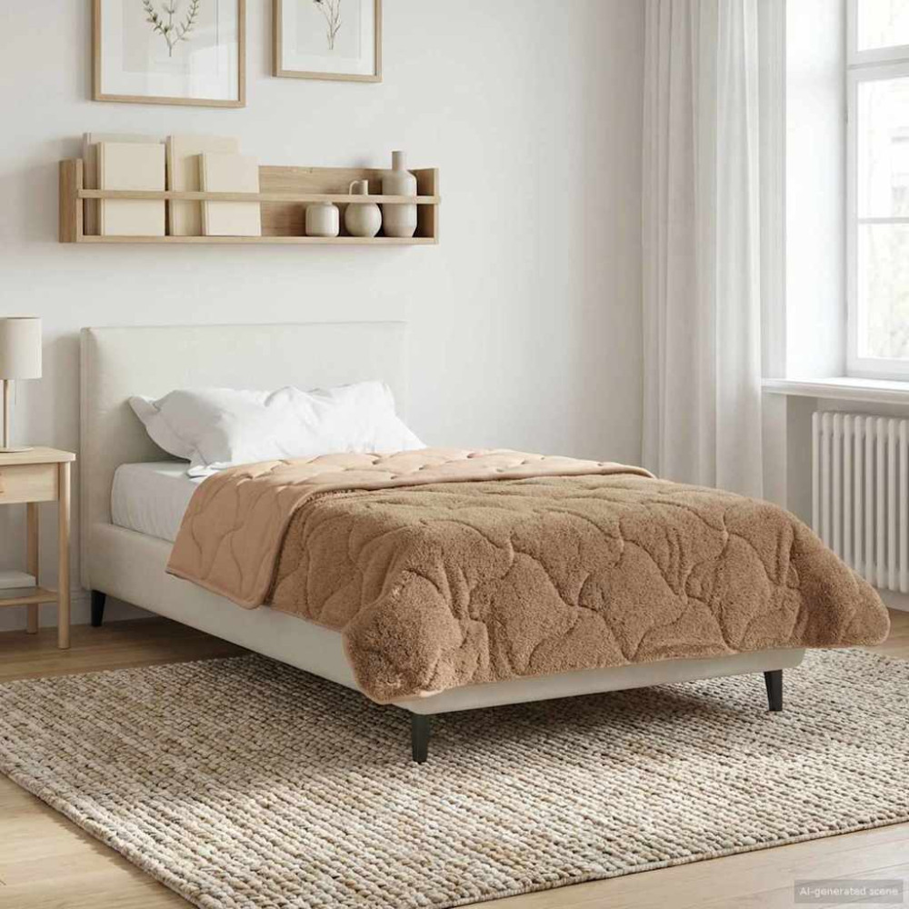 Produktbild för Full Års-Duvet Taupe 155 x 220 cm Mikrofiber och Teddyfleece