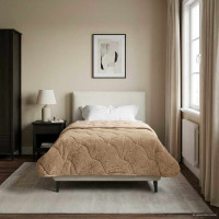 Produktbild för Full Års-Duvet Taupe 155 x 220 cm Mikrofiber och Teddyfleece