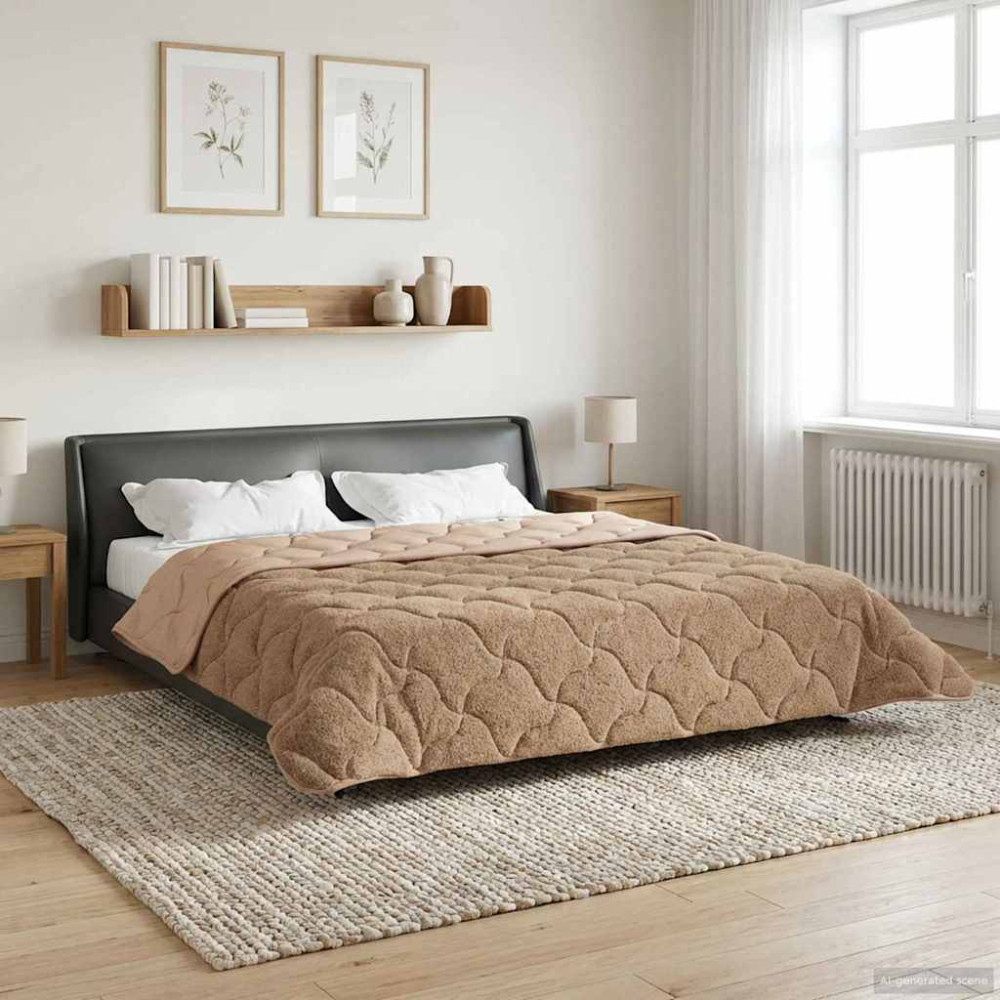 Produktbild för Full Års-Duvet Taupe 220 x 240 cm Mikrofiber och Teddyfleece