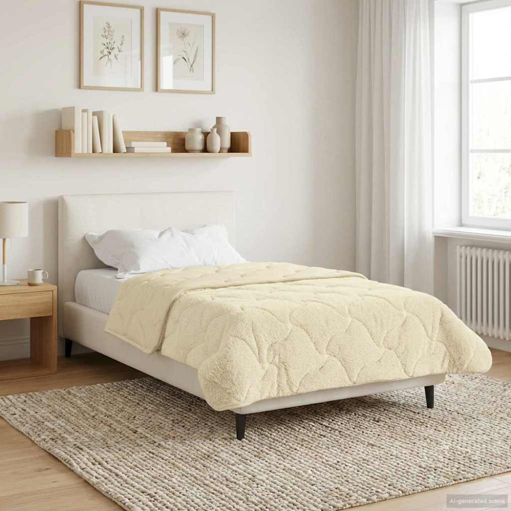 Produktbild för Full Års-Duvet Kräm 140 x 200 cm Mikrofiber och Teddyfleece