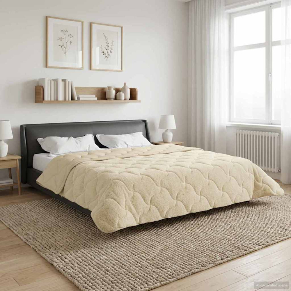 Produktbild för Full Års-Duvet Kräm 200 x 200 cm Mikrofiber och Teddyfleece