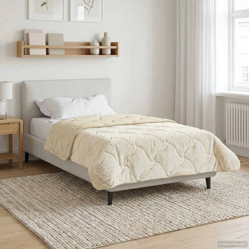 Produktbild för Full Års-Duvet Kräm 135 x 220 cm Mikrofiber och Teddyfleece