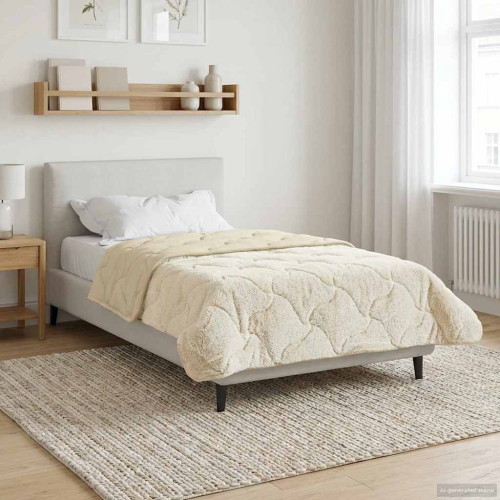 vidaXL Full Års-Duvet Kräm 135 x 220 cm Mikrofiber och Teddyfleece