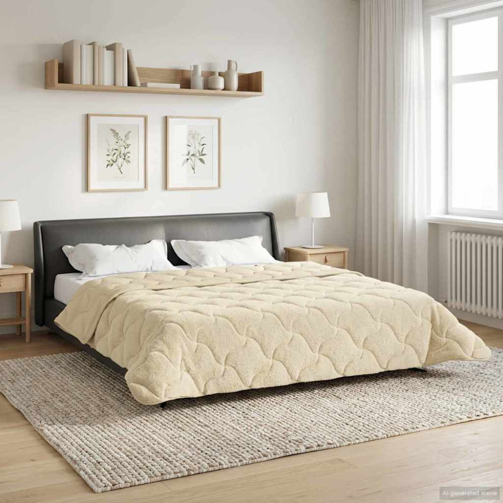 Produktbild för Full Års-Duvet Kräm 220 x 240 cm Mikrofiber och Teddyfleece
