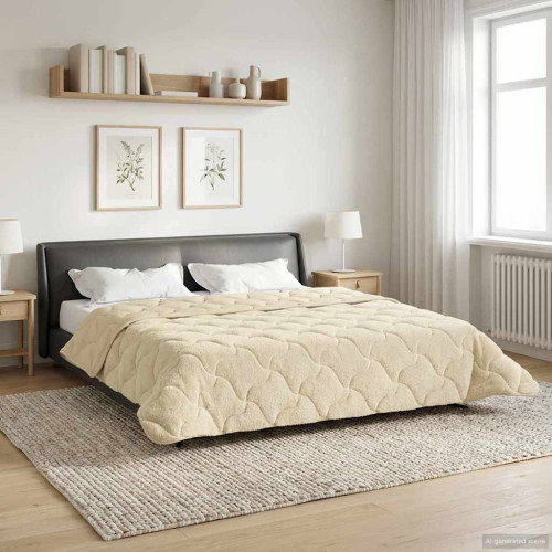 vidaXL Full Års-Duvet Kräm 220 x 240 cm Mikrofiber och Teddyfleece