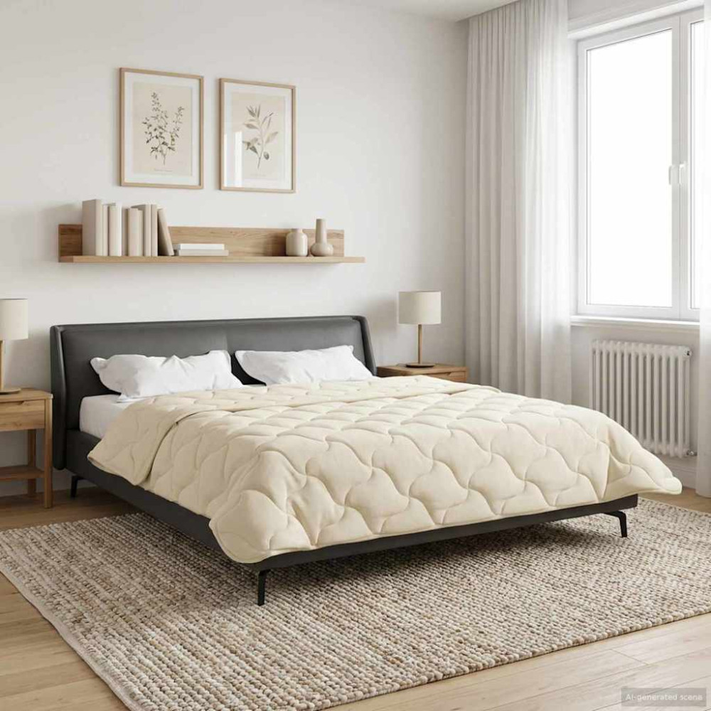 Produktbild för Full Års-Duvet Kräm 220 x 260 cm Mikrofiber och Teddyfleece