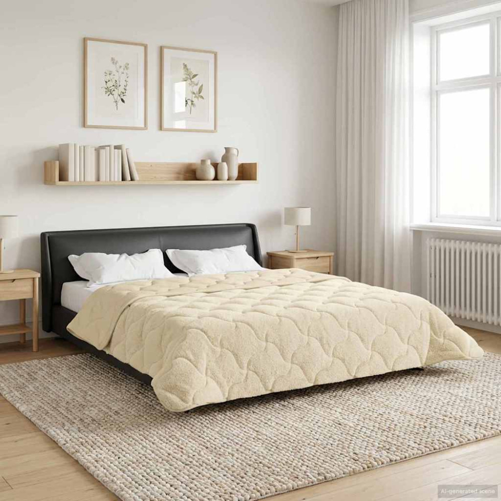 Produktbild för Full Års-Duvet Kräm 240 x 260 cm Mikrofiber och Teddyfleece