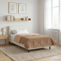 Produktbild för Vinter Täcke Taupe 135 x 200 cm Mikrofiber och Teddyfleece