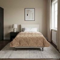 Produktbild för Vinter Täcke Taupe 155 x 200 cm Mikrofiber och Teddyfleece