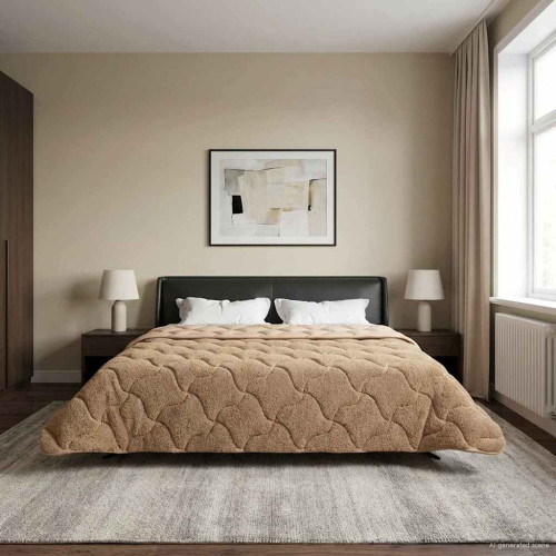 vidaXL Vinter Täcke Taupe 200 x 240 cm Mikrofiber och Teddyfleece
