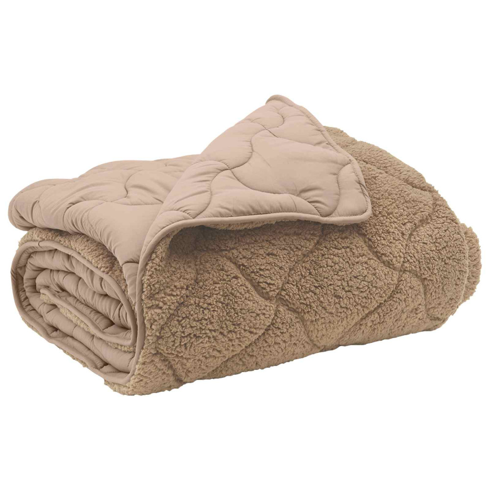 Produktbild för Vinter Täcke Taupe 140 x 220 cm Mikrofiber och Teddyfleece