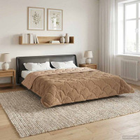 Produktbild för Vinter Täcke Taupe 240 x 260 cm Mikrofiber och Teddyfleece