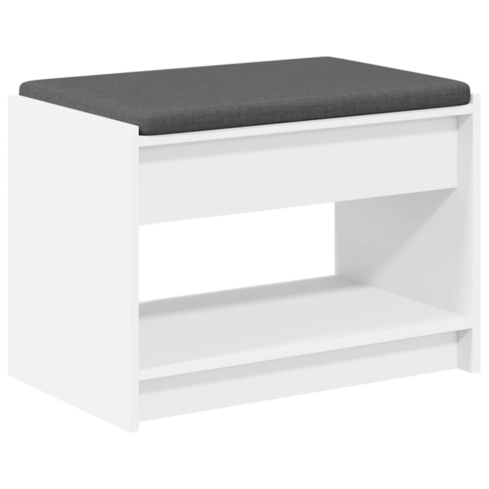 Produktbild för Hallbänk med kudde Vit 63 x 38 x 45 cm Konstruerat Trä och Tyg