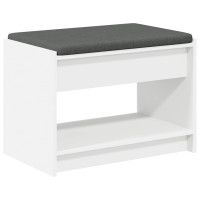 Produktbild för Hallbänk med kudde Vit 63 x 38 x 45 cm Konstruerat Trä och Tyg