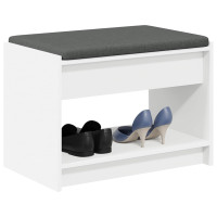 Produktbild för Hallbänk med kudde Vit 63 x 38 x 45 cm Konstruerat Trä och Tyg