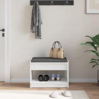 Produktbild för Hallbänk med kudde Vit 63 x 38 x 45 cm Konstruerat Trä och Tyg