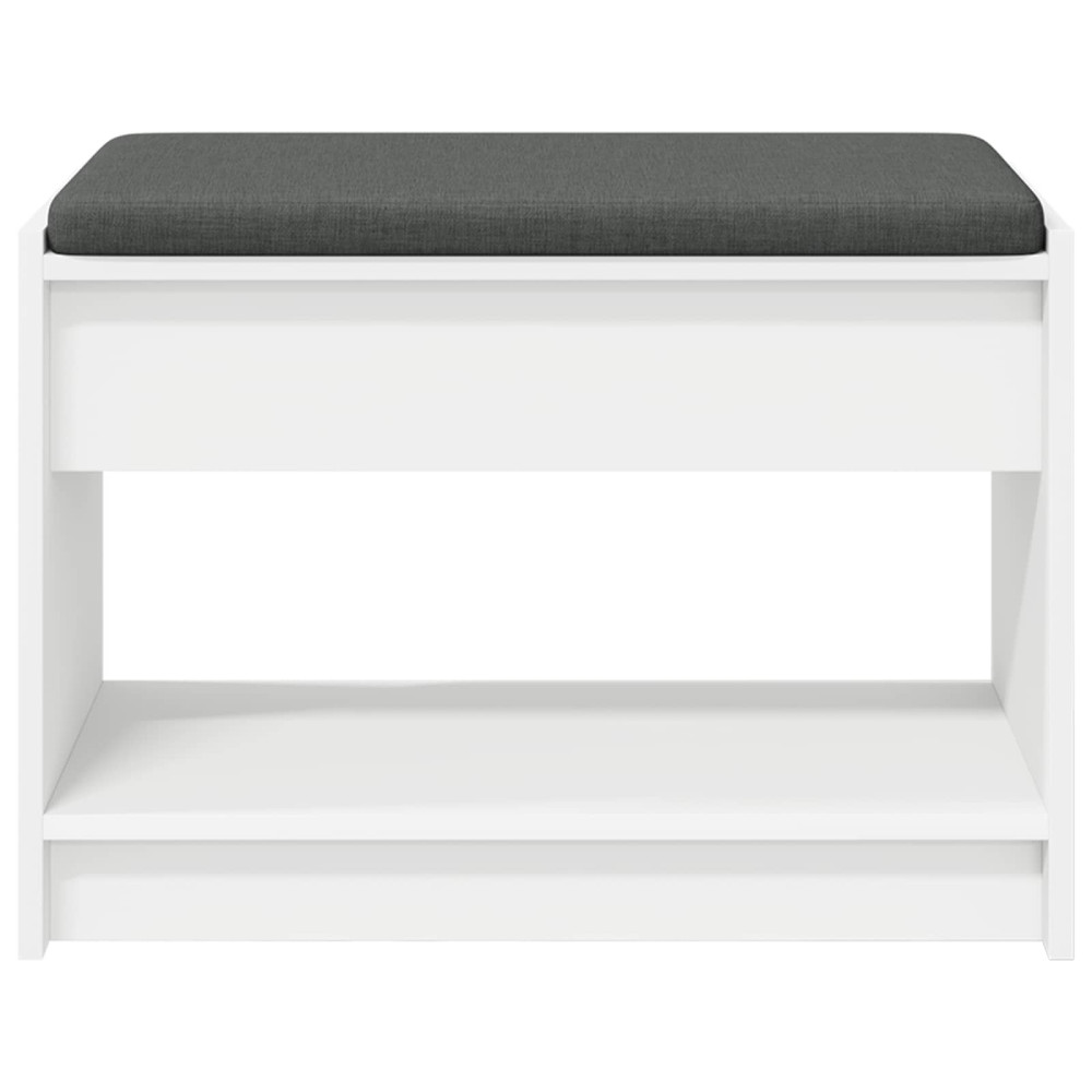 Produktbild för Hallbänk med kudde Vit 63 x 38 x 45 cm Konstruerat Trä och Tyg