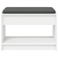 Produktbild för Hallbänk med kudde Vit 63 x 38 x 45 cm Konstruerat Trä och Tyg