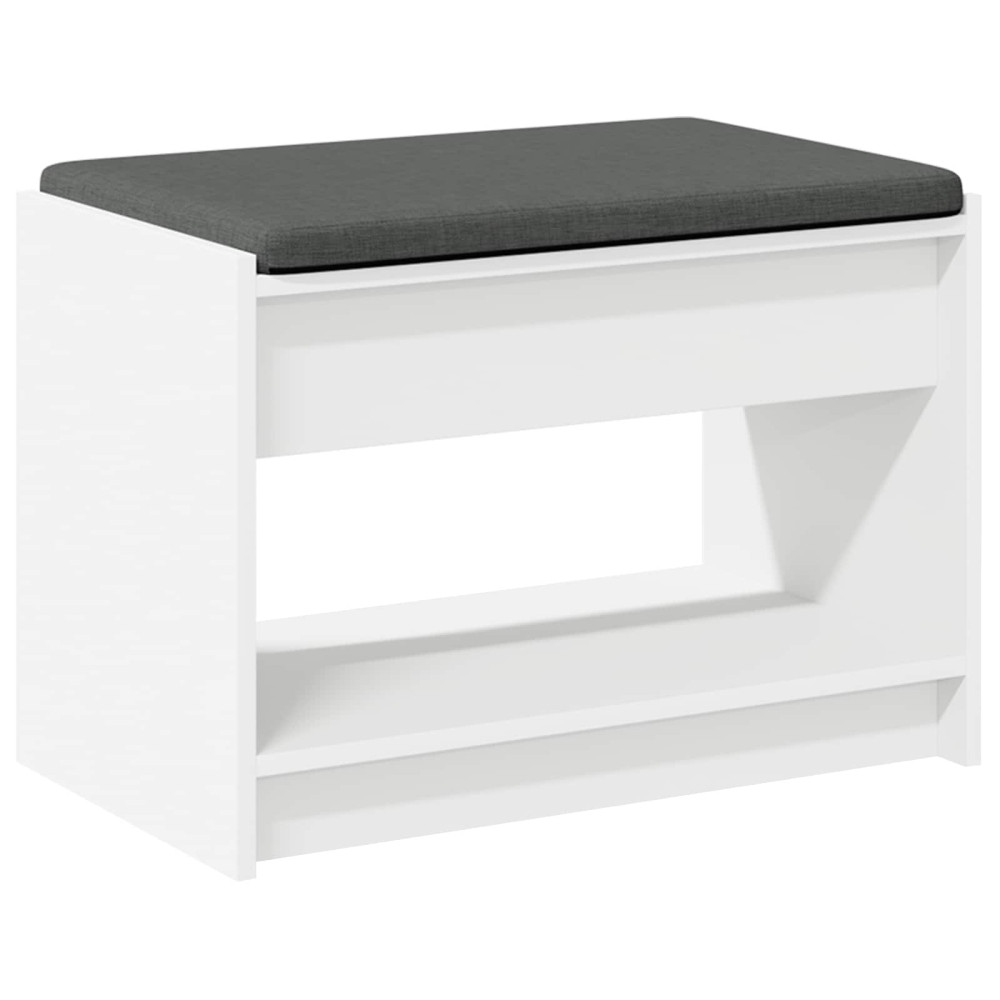 Produktbild för Hallbänk med kudde Vit 63 x 38 x 45 cm Konstruerat Trä och Tyg