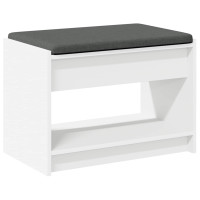 Produktbild för Hallbänk med kudde Vit 63 x 38 x 45 cm Konstruerat Trä och Tyg