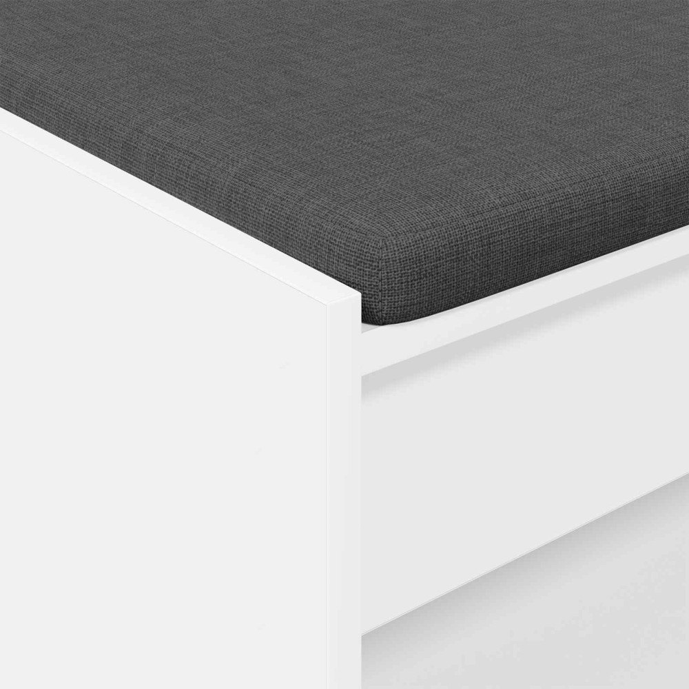 Produktbild för Hallbänk med kudde Vit 63 x 38 x 45 cm Konstruerat Trä och Tyg