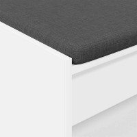 Produktbild för Hallbänk med kudde Vit 63 x 38 x 45 cm Konstruerat Trä och Tyg