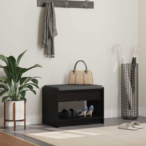vidaXL Hallbänk Svart Ek 63 x 38 x 45 cm Konstruerat Trä och Tyg