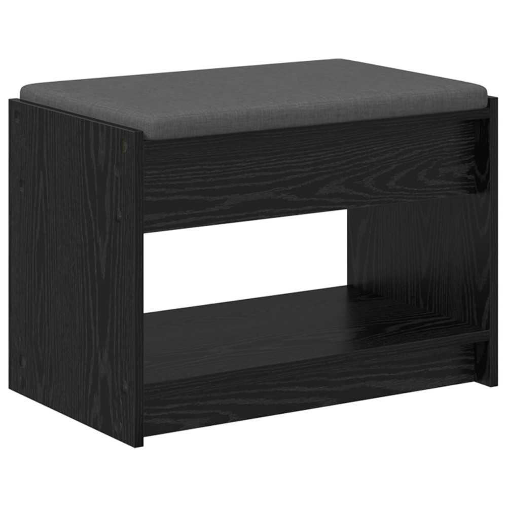 Produktbild för Hallbänk Svart Ek 63 x 38 x 45 cm Konstruerat Trä och Tyg
