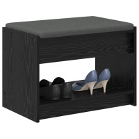 Produktbild för Hallbänk Svart Ek 63 x 38 x 45 cm Konstruerat Trä och Tyg