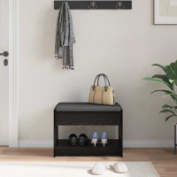 Produktbild för Hallbänk Svart Ek 63 x 38 x 45 cm Konstruerat Trä och Tyg