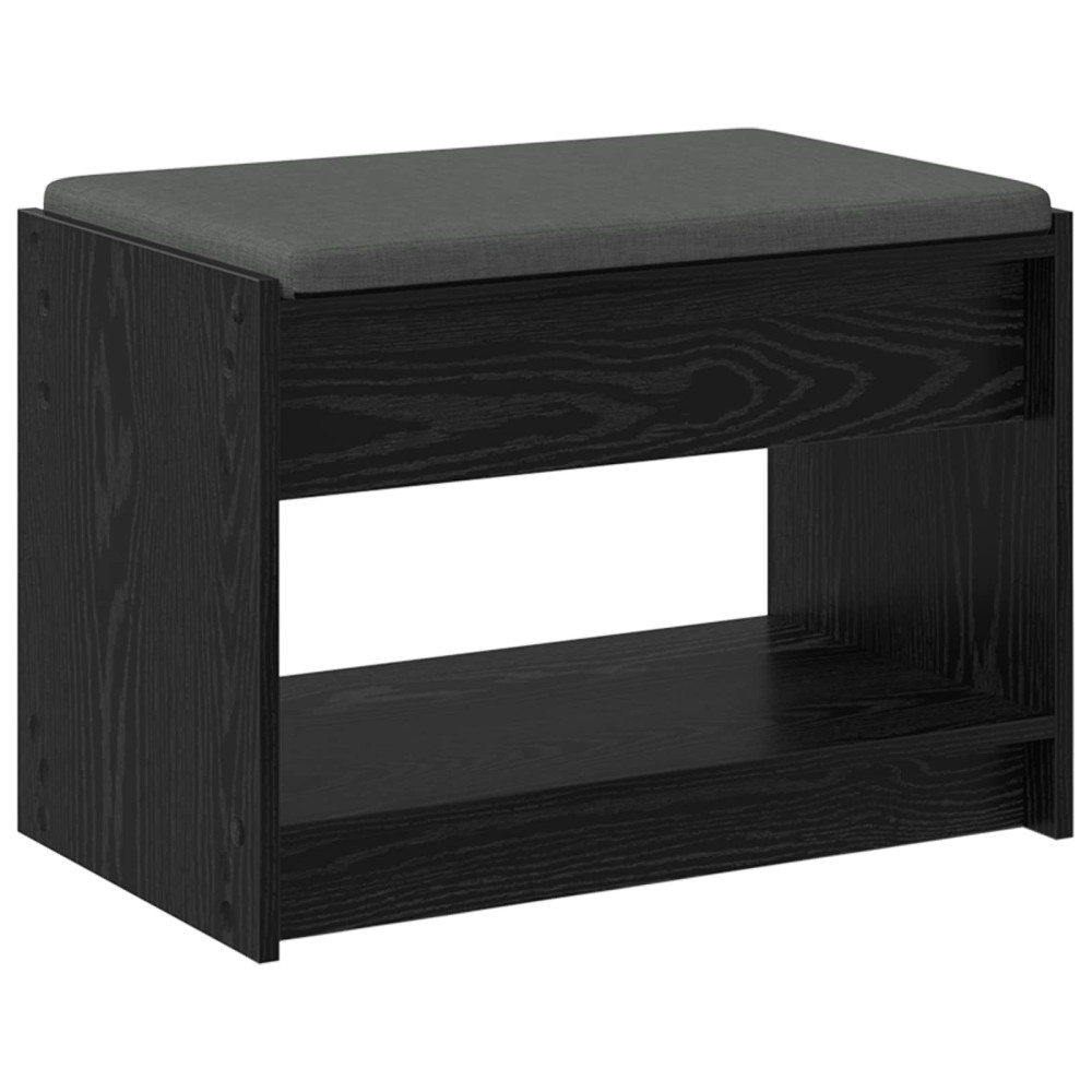 Produktbild för Hallbänk Svart Ek 63 x 38 x 45 cm Konstruerat Trä och Tyg