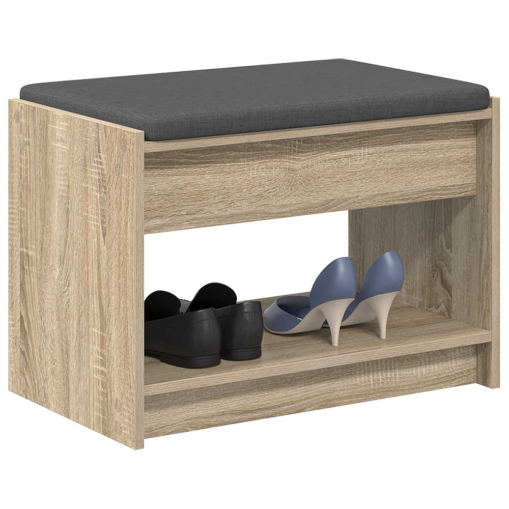 Produktbild för Hallbänk Sonoma-ek 63 x 38 x 45 cm Konstruerat Trä och Tyg
