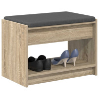 Produktbild för Hallbänk Sonoma-ek 63 x 38 x 45 cm Konstruerat Trä och Tyg