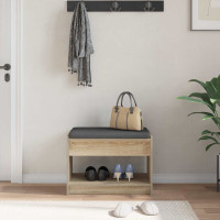 Produktbild för Hallbänk Sonoma-ek 63 x 38 x 45 cm Konstruerat Trä och Tyg