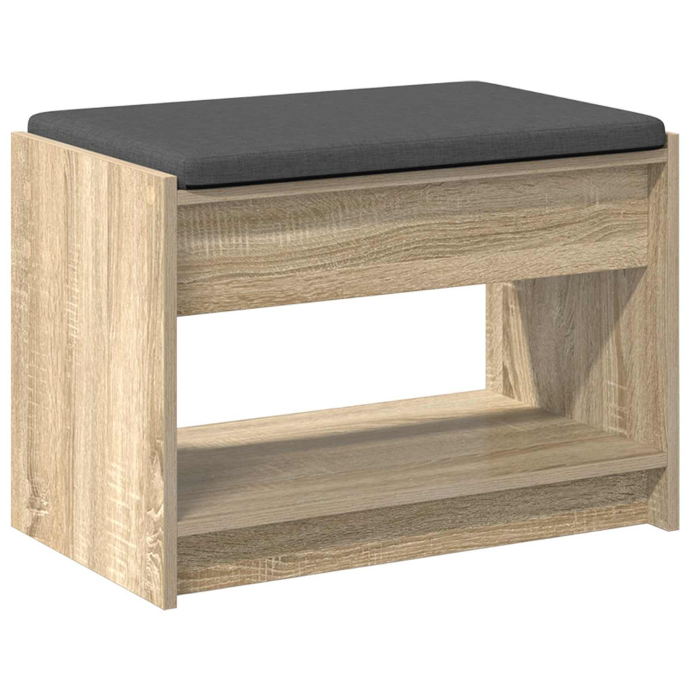 Produktbild för Hallbänk Sonoma-ek 63 x 38 x 45 cm Konstruerat Trä och Tyg