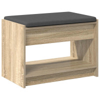 Produktbild för Hallbänk Sonoma-ek 63 x 38 x 45 cm Konstruerat Trä och Tyg