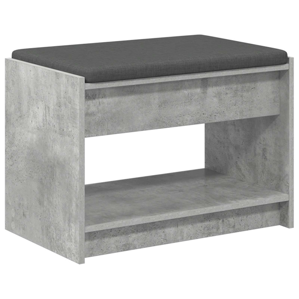 Produktbild för Hallbänk BetongGrå 63 x 38 x 45 cm Konstruerat Trä och Tyg