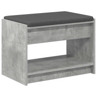 Produktbild för Hallbänk BetongGrå 63 x 38 x 45 cm Konstruerat Trä och Tyg