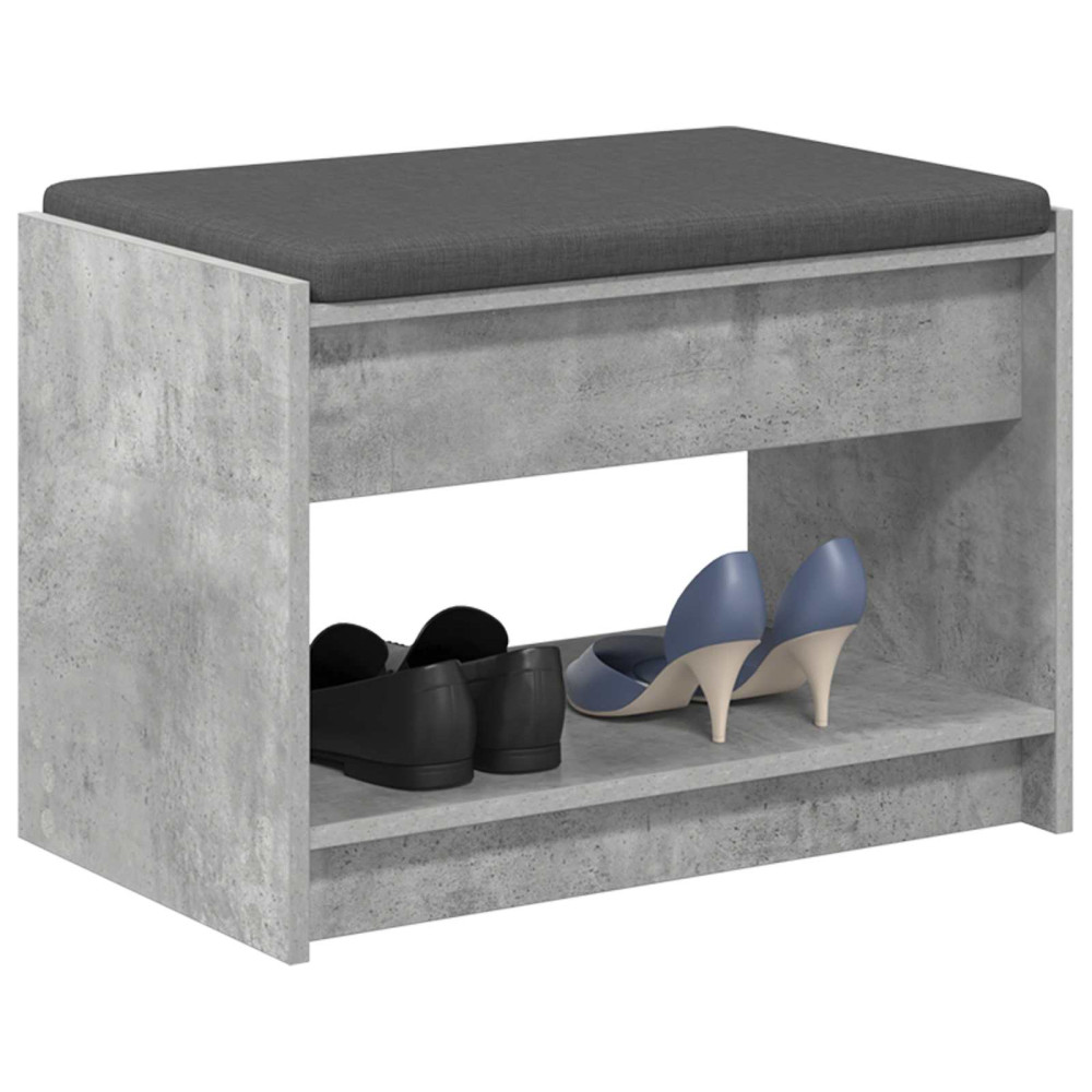 Produktbild för Hallbänk BetongGrå 63 x 38 x 45 cm Konstruerat Trä och Tyg