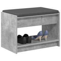 Produktbild för Hallbänk BetongGrå 63 x 38 x 45 cm Konstruerat Trä och Tyg