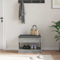 Produktbild för Hallbänk BetongGrå 63 x 38 x 45 cm Konstruerat Trä och Tyg
