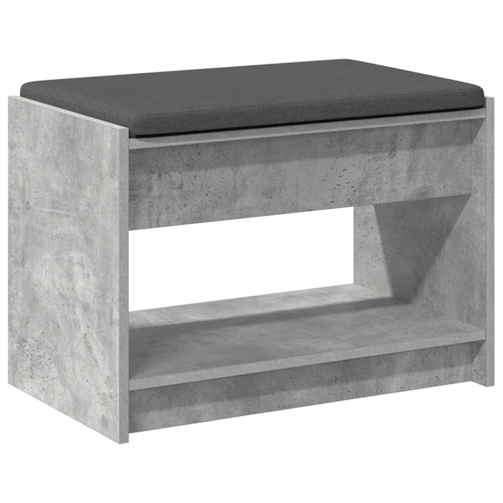 Produktbild för Hallbänk BetongGrå 63 x 38 x 45 cm Konstruerat Trä och Tyg