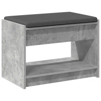 Produktbild för Hallbänk BetongGrå 63 x 38 x 45 cm Konstruerat Trä och Tyg